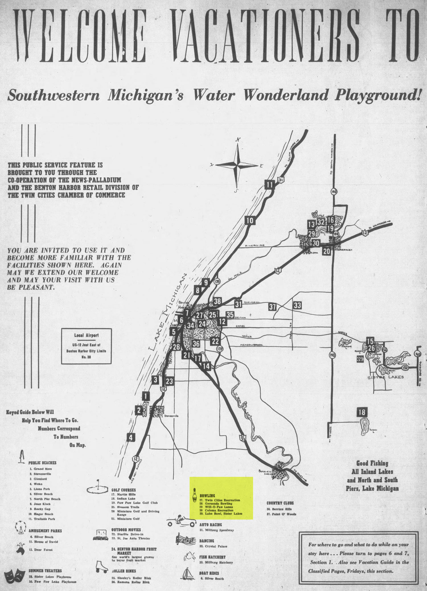 Will-O-Paw Lanes - 1959 Guide Of Attractions In The Area